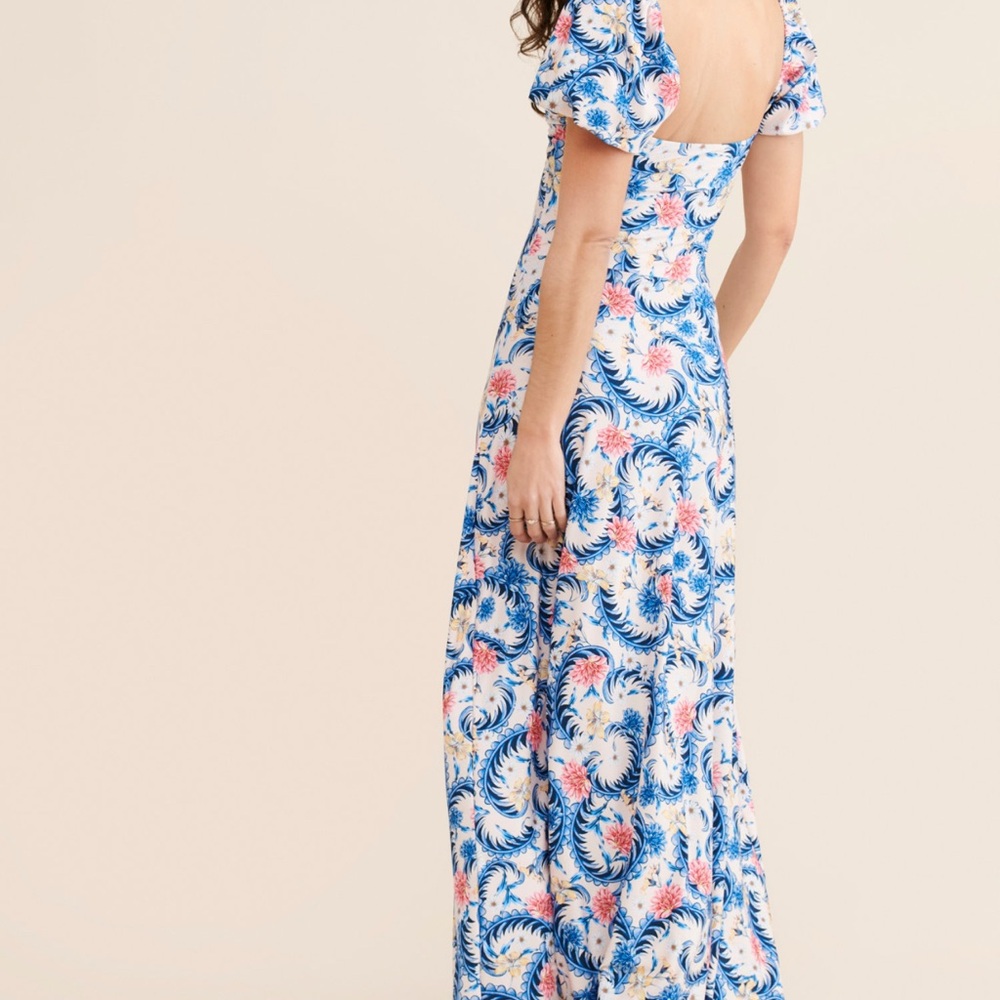Agua Bendita Floral Blue and Pink Maxi Dress